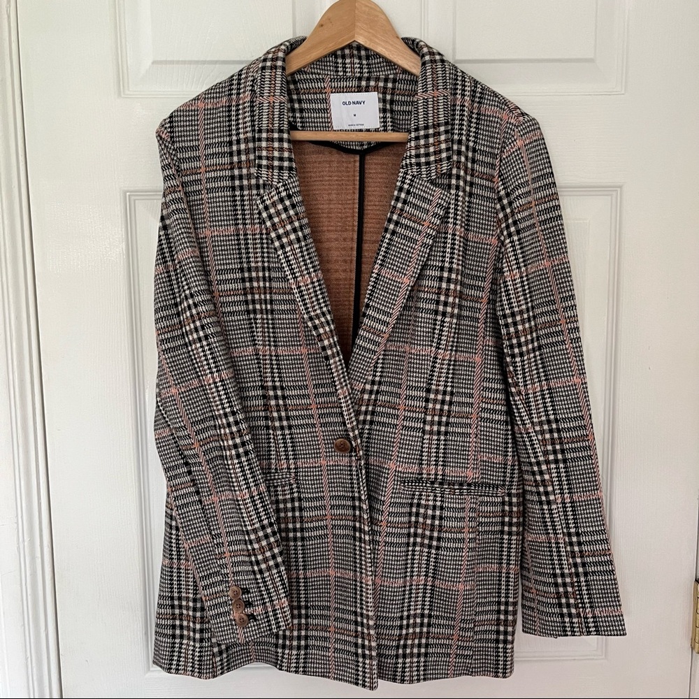 Old Navy Houndstooth Plaid Blazer